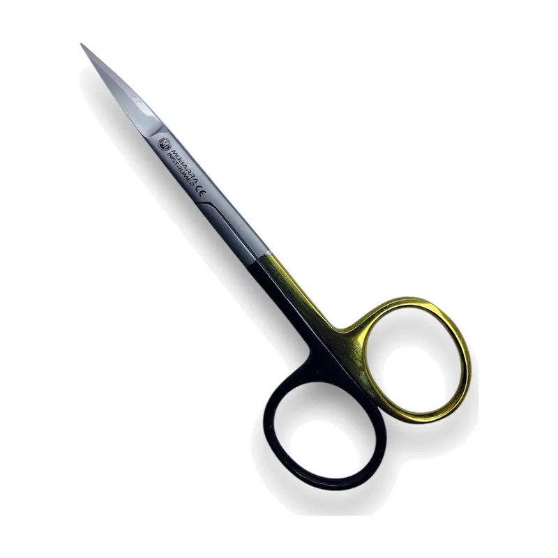 TC Serrated Iris Scissor Straight Black & Gold