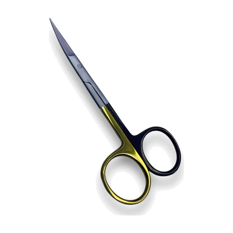 TC Serrated Iris Scissor Curved Black & Gold