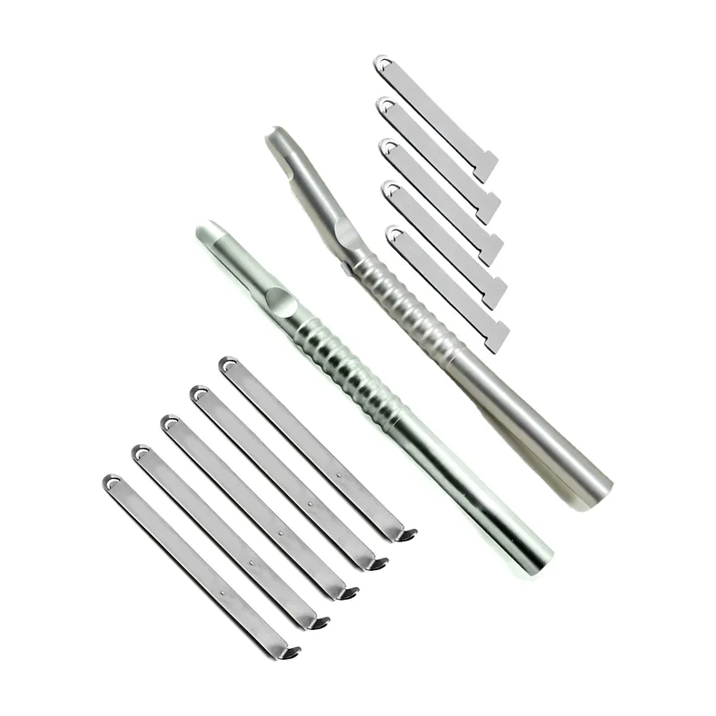 2pcs Straight & Curved Bone Scraper With 10 Blades