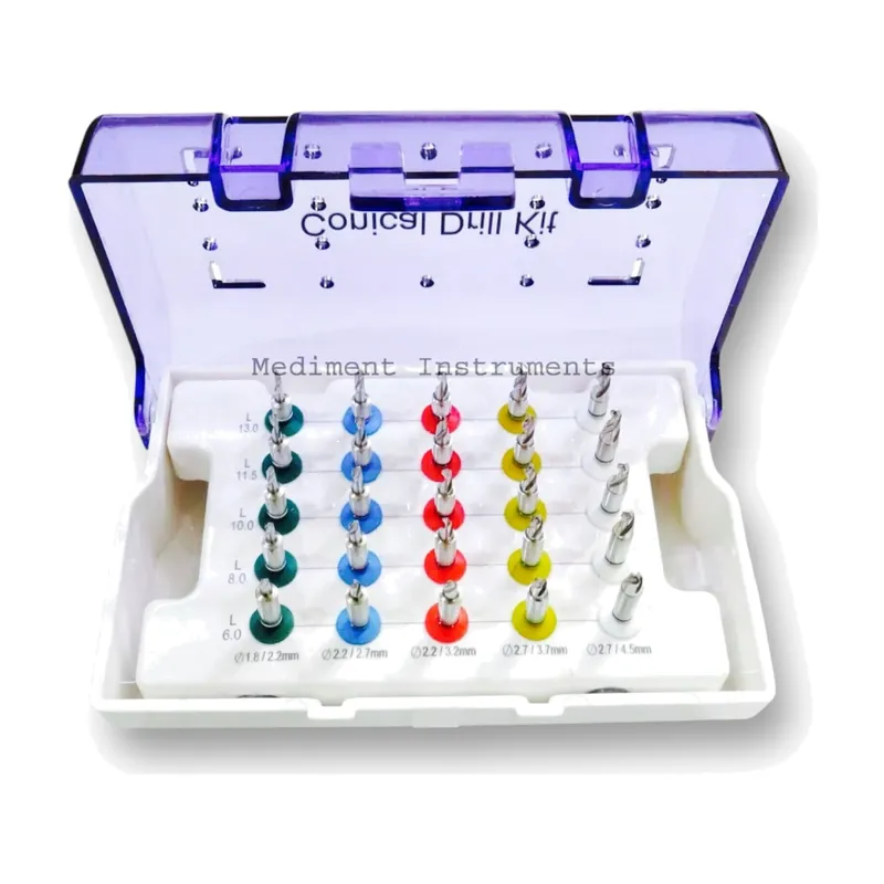 25pcs Conical Drills Set With Autoclavable White Box