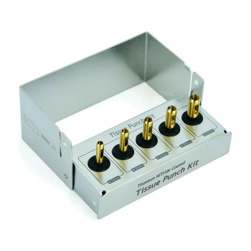 5pcs Gold Tissue punch Set Steel Holder