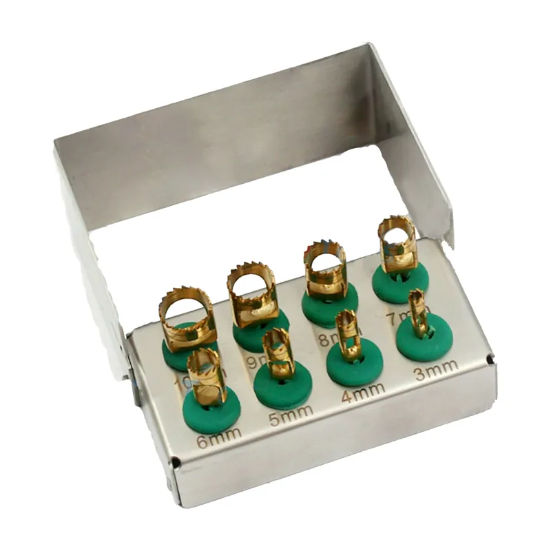 8pcs Gold Trephine Set Steel Holder